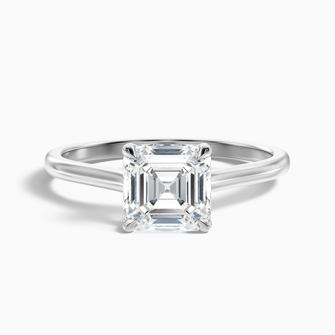 Ales 7 Carat Asscher Cut Solitaire Moissanite Engagement Ring in 14k White Gold  DestGlow