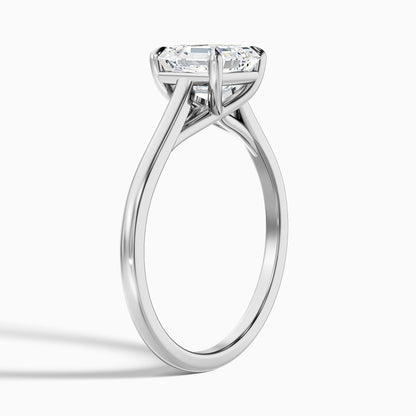 April 4.5 Carat Asscher Cut Solitaire Lab Grown Diamond Ring in 10k White Gold