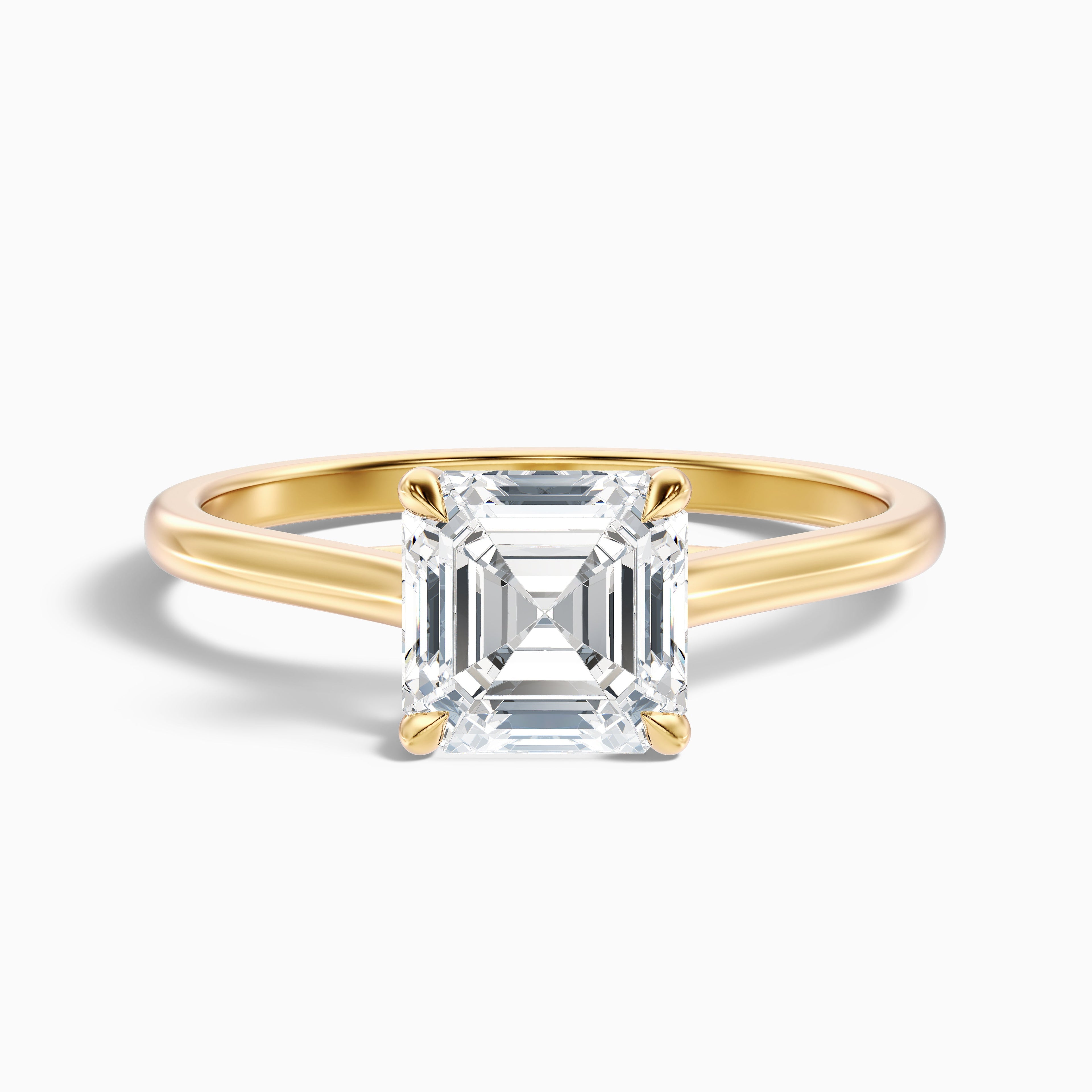 Ales 10 Carat Asscher Cut Solitaire Moissanite Engagement Ring in 14k Yellow Gold  DestGlow