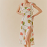 Summer French Elegant Pastoral Printed High Slit Strap Dress Women Tube Top Mid Length Dress by Ragazza