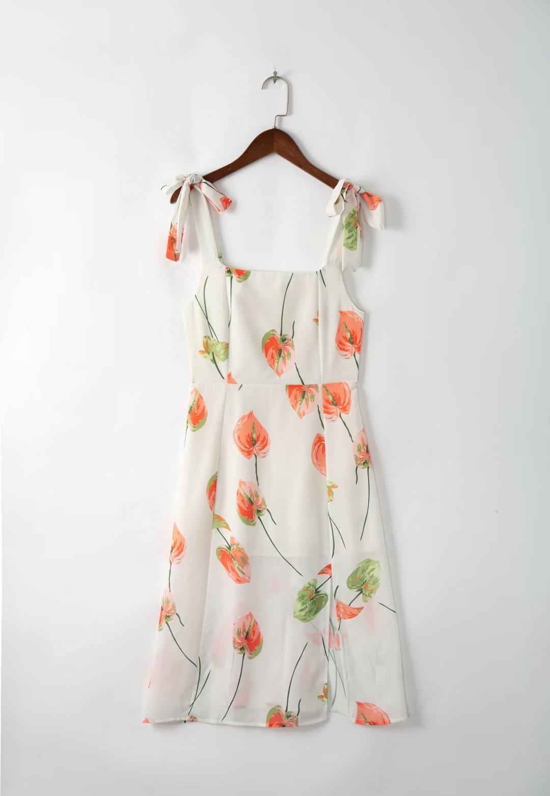 Summer French Elegant Pastoral Printed High Slit Strap Dress Women Tube Top Mid Length Dress by Ragazza