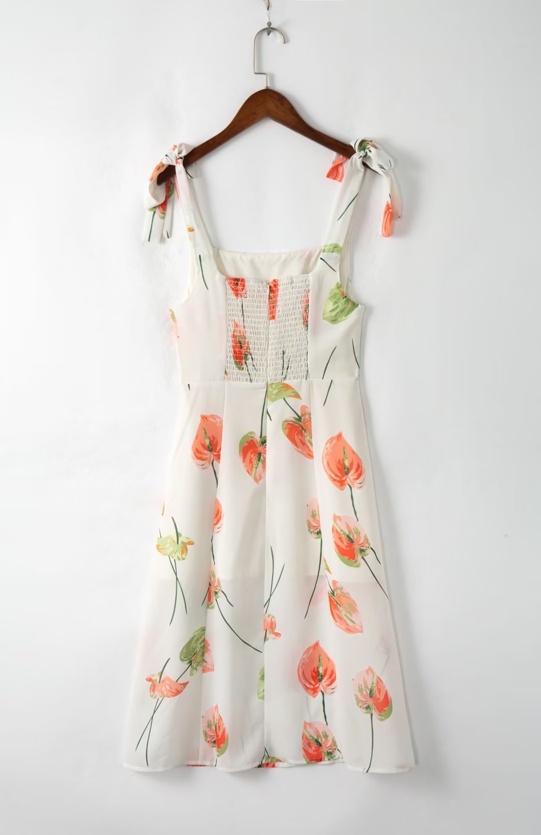 Summer French Elegant Pastoral Printed High Slit Strap Dress Women Tube Top Mid Length Dress by Ragazza