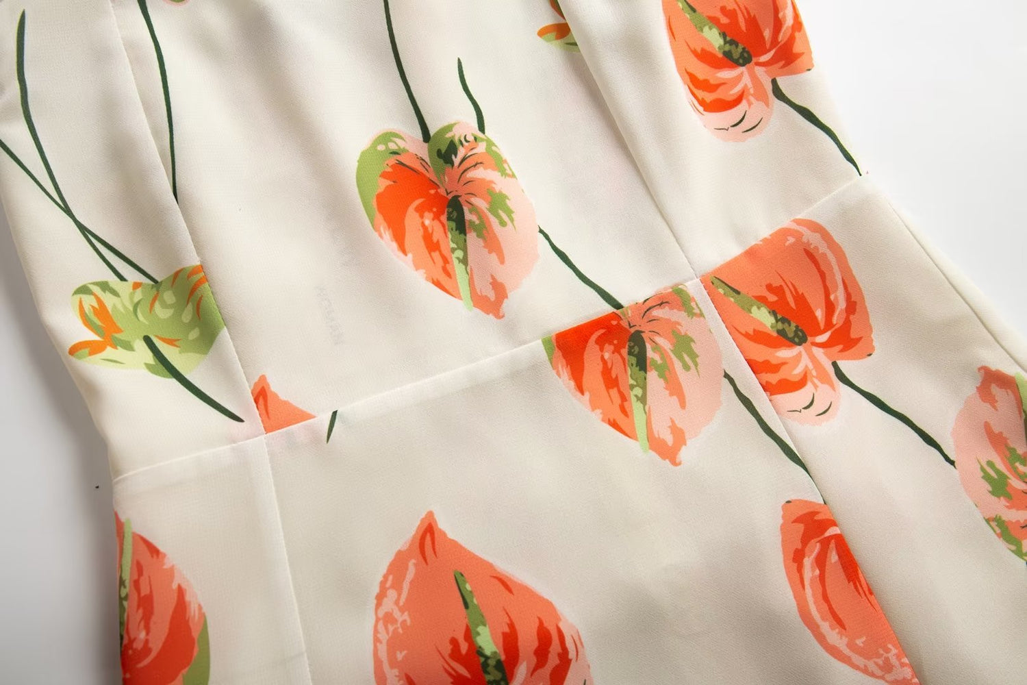 Summer French Elegant Pastoral Printed High Slit Strap Dress Women Tube Top Mid Length Dress by Ragazza