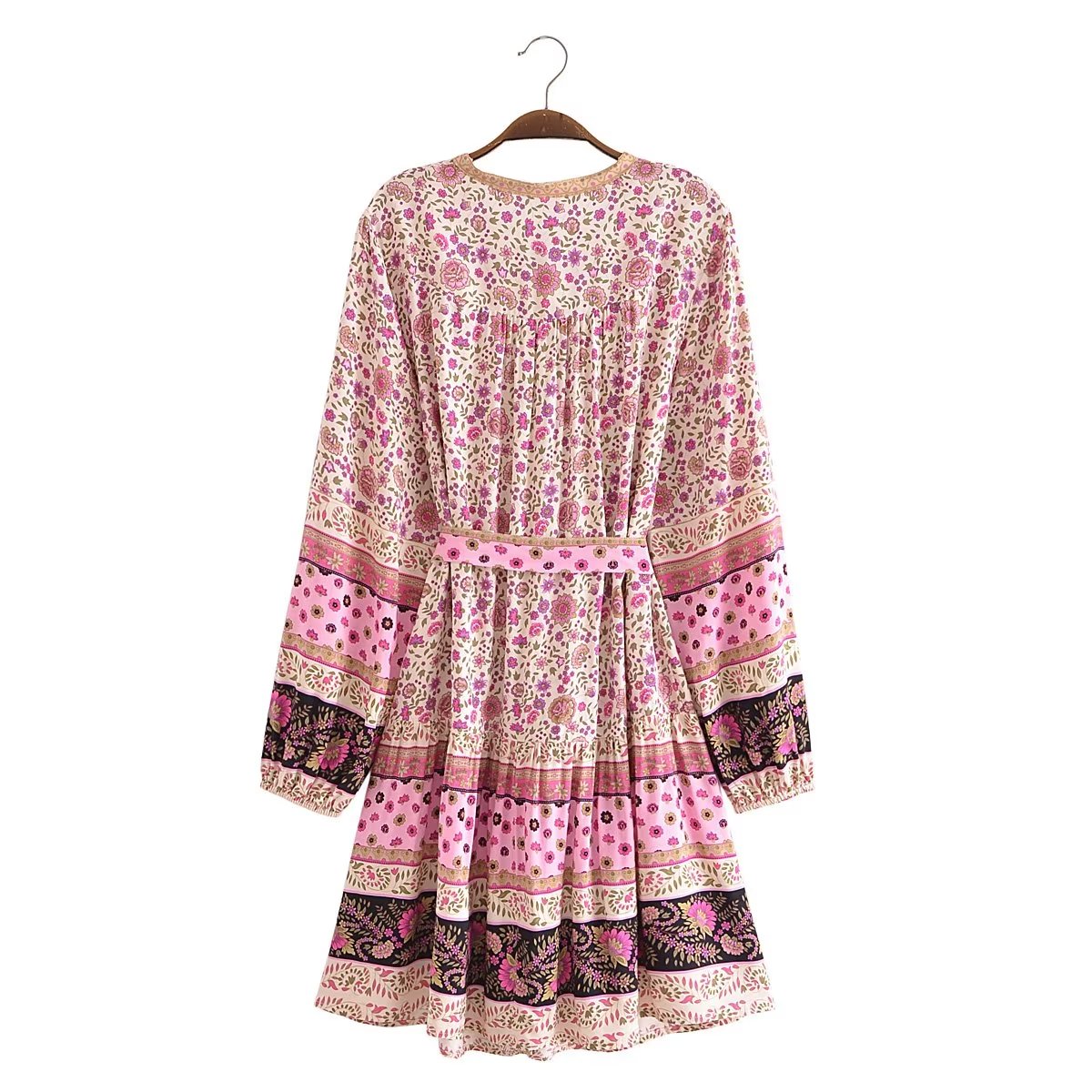 Watermark Positioning Floral Waistband Loose Mid Size Dress by Ragazza