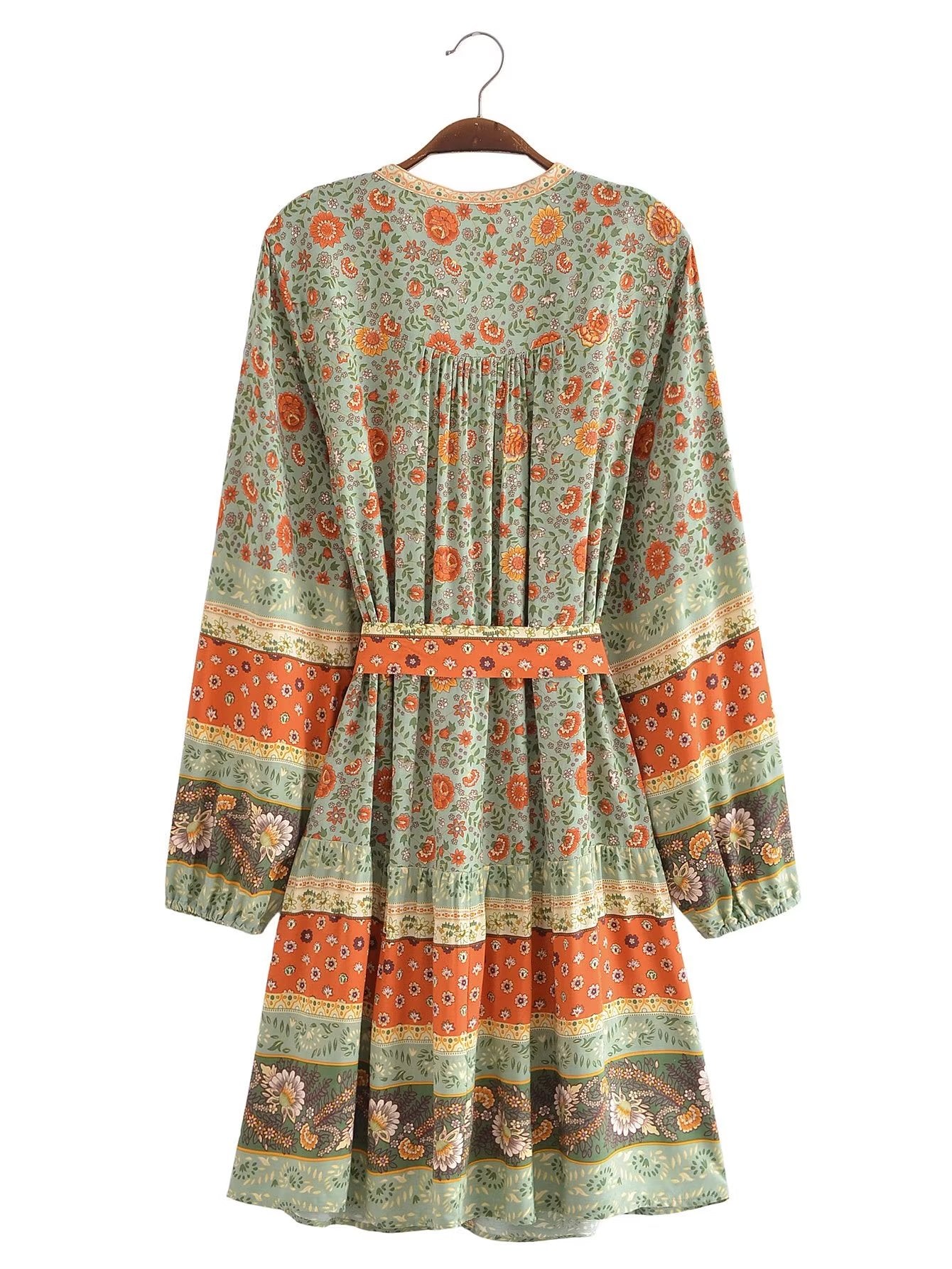 Watermark Positioning Floral Waistband Loose Mid Size Dress by Ragazza