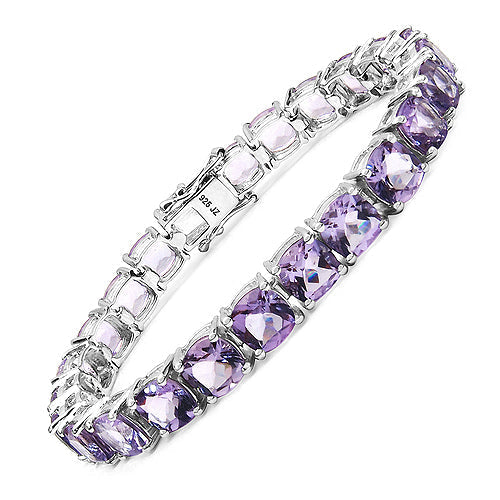 27.60 Carat Genuine Amethyst .925 Sterling Silver Bracelet  DestGlow