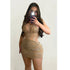 Women Wear Solid Color Spaghetti Straps Sleeveless Mesh Drilling Dress by Ragazza