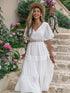 Mixed Elegant Princess French Royal Pure White Waist Drawstring Slimming Nightdress Dress by Ragazza
