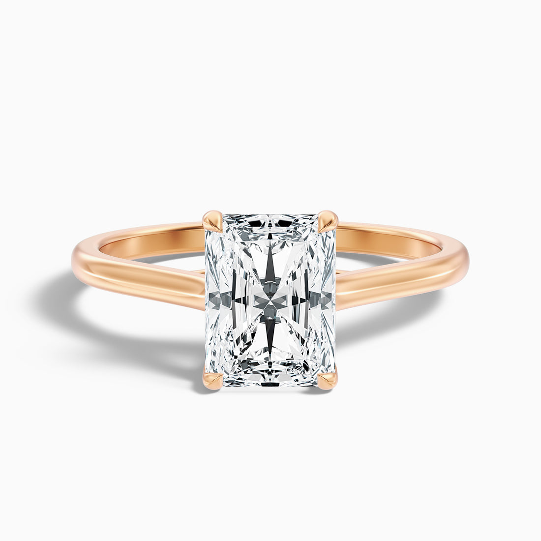 Adel 9 Carat Radiant Cut Solitaire Moissanite Engagement Ring in 10k Rose Gold  DestGlow