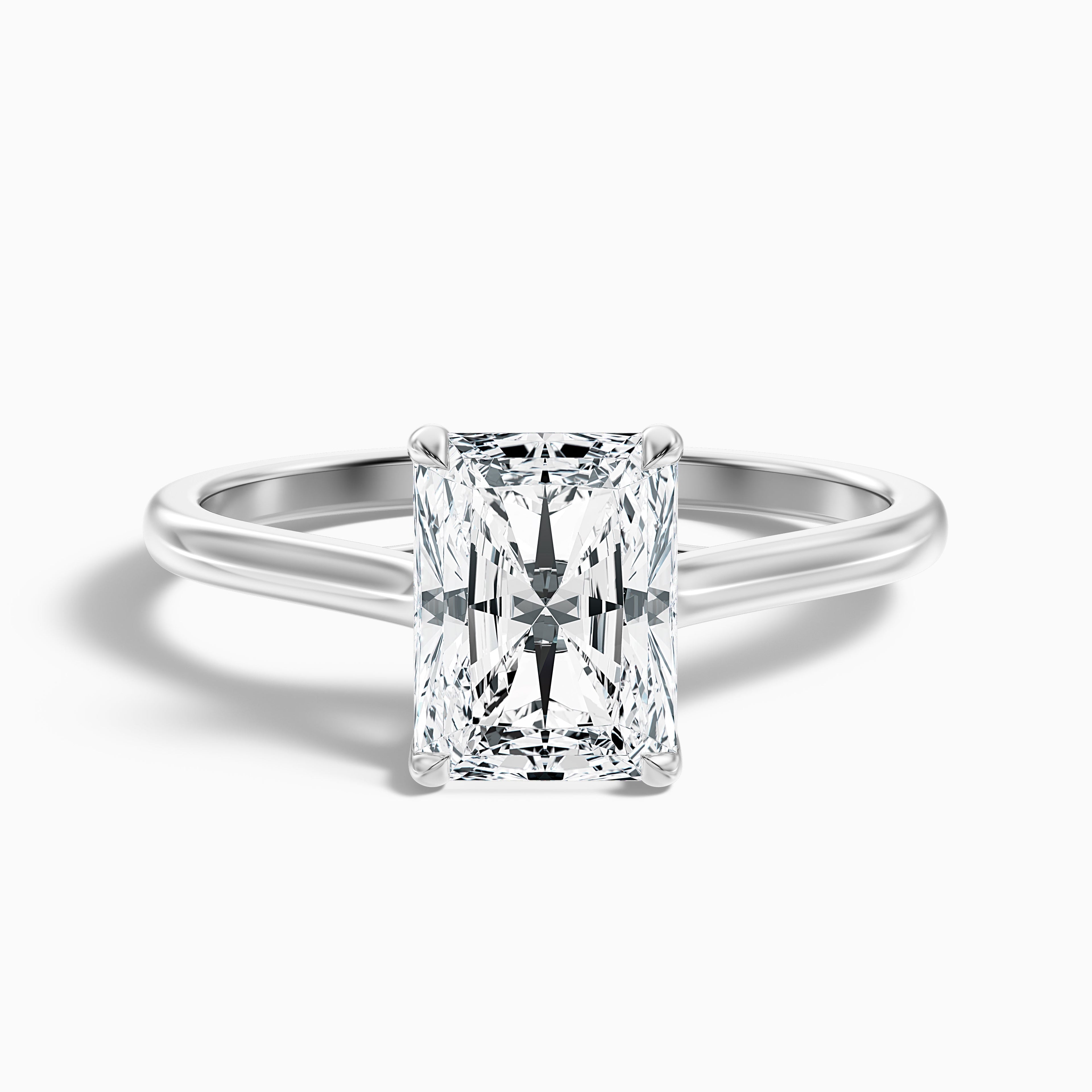 Adel 7 Carat Radiant Cut Solitaire Moissanite Engagement Ring in 10k White Gold