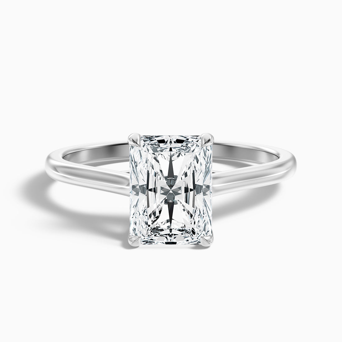 Adel 8 Carat Radiant Cut Solitaire Moissanite Engagement Ring in 14k White Gold  DestGlow