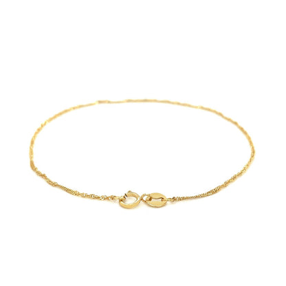 14k Yellow Gold Singapore Bracelet 1.0mm  DestGlow