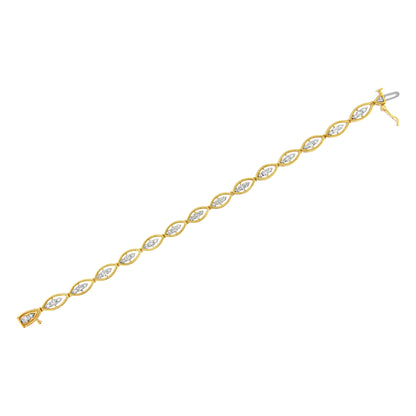 10K Yellow Gold Plated .925 Sterling Silver 1 cttw Prong Set Round-Cut Diamond Link Bracelet (J-K Color, I1-I2 Clarity) - 7.25" by Bids.com