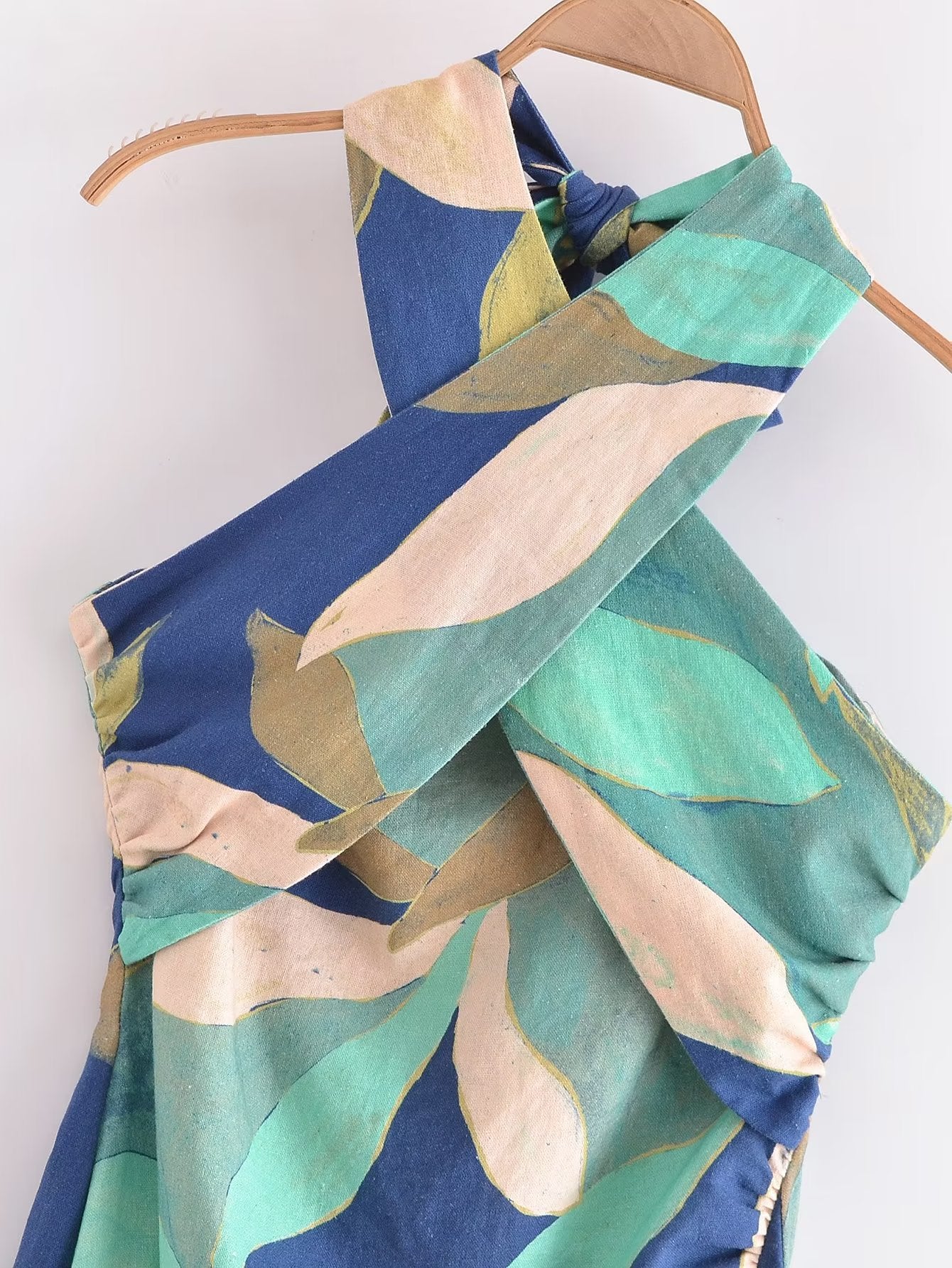 Summer Women Clothing Linen Blended Printed Midi Dress Dress by Ragazza