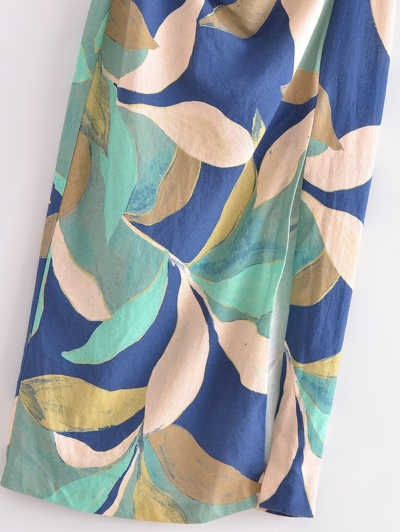 Summer Women Clothing Linen Blended Printed Midi Dress Dress by Ragazza