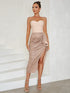 Bandage Dress Simple Sexy Tube Top Backless Stitching Sequ High Slit Ruffled Slim Dress Women Dress by Ragazza