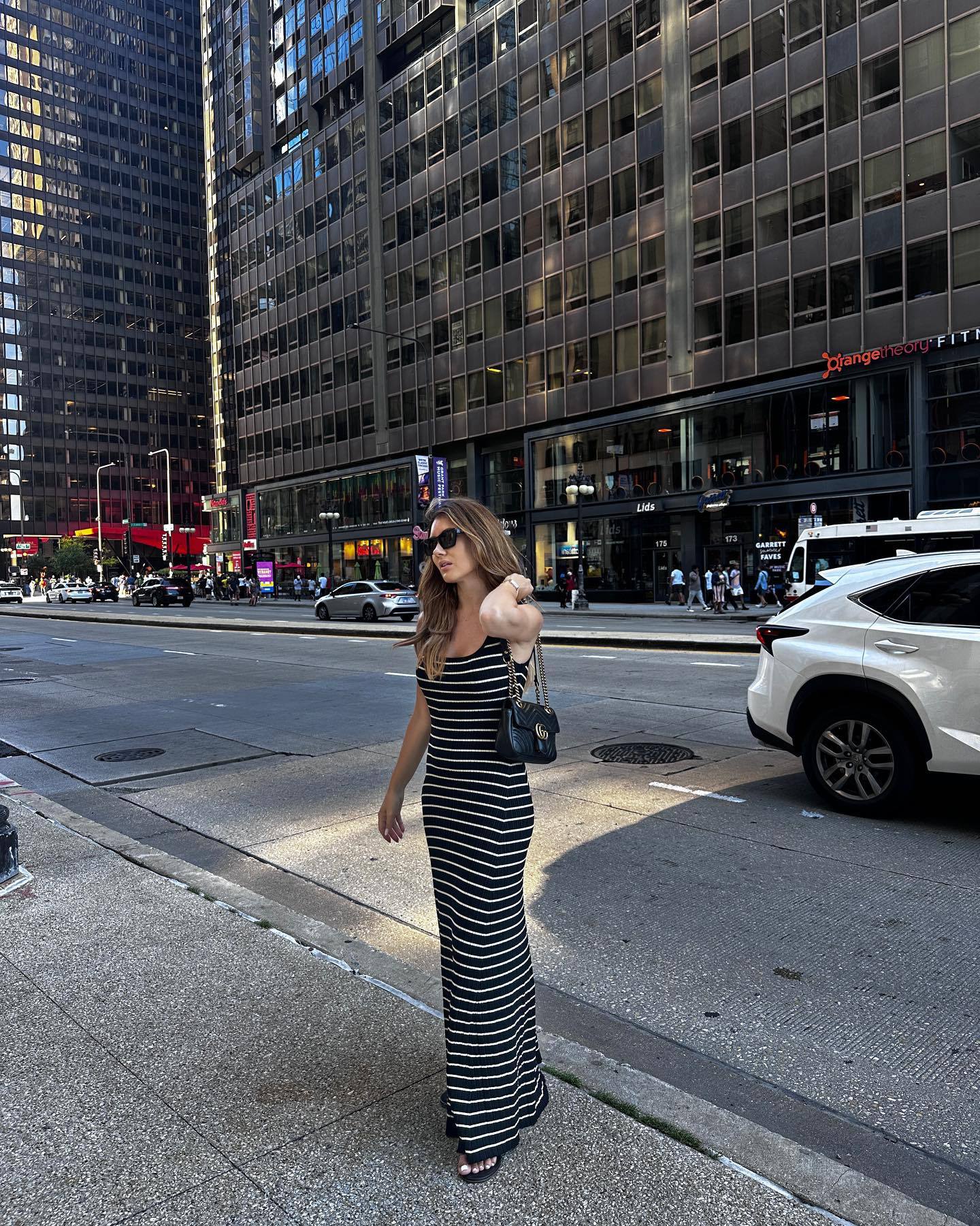 Striped Vest Contrast Color Beach Vacation Sexy Dress Knitted Sunken Stripe Maxi Dress Summer Women by Ragazza