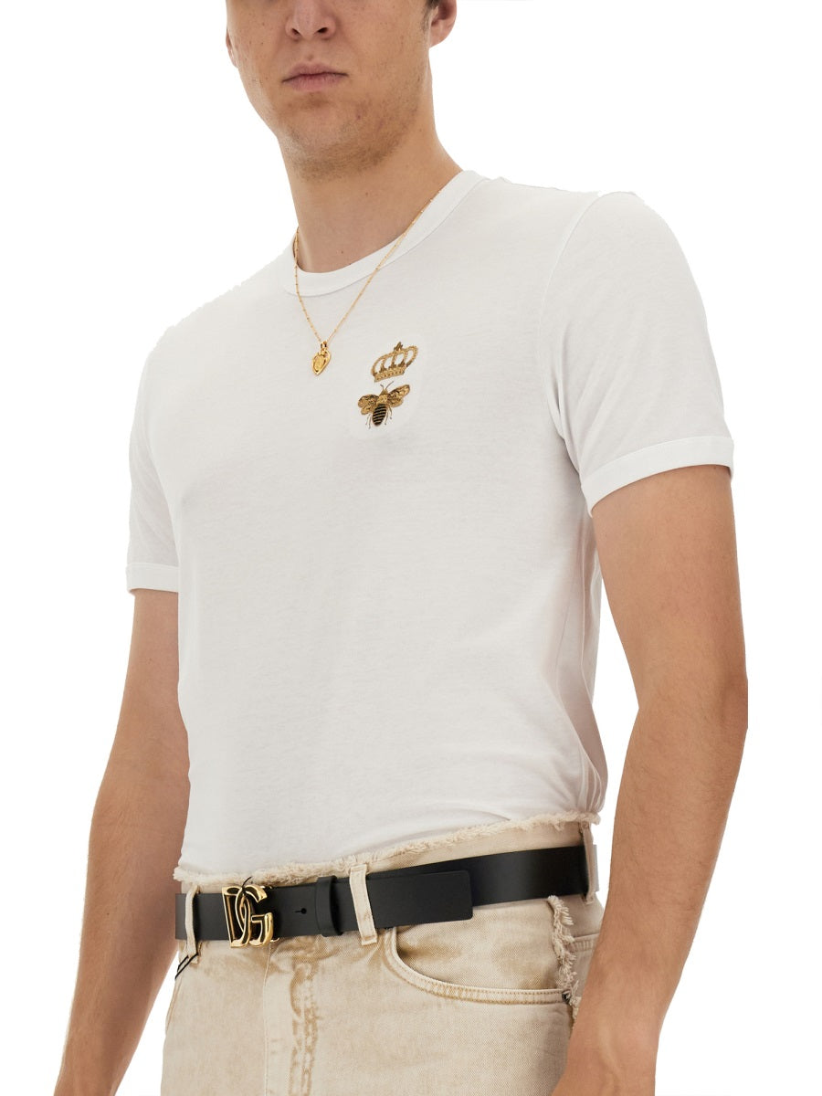Dolce &amp; Gabbana Men "Bee And Crown" Embroidered T-Shirt