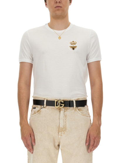 Dolce &amp; Gabbana Men "Bee And Crown" Embroidered T-Shirt