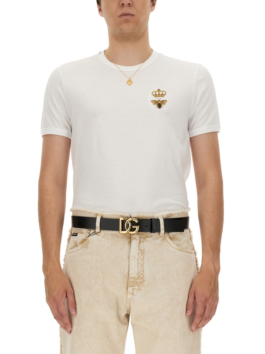 Dolce &amp; Gabbana Men "Bee And Crown" Embroidered T-Shirt