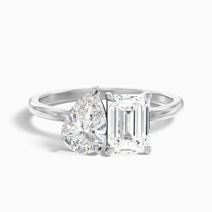 Zoey Toi Et Moi Engagement Ring in 10k Yellow Gold With Pear and Emerald Two Stone Lab Grown Diamond (2 Ct. Tw.)  DestGlow