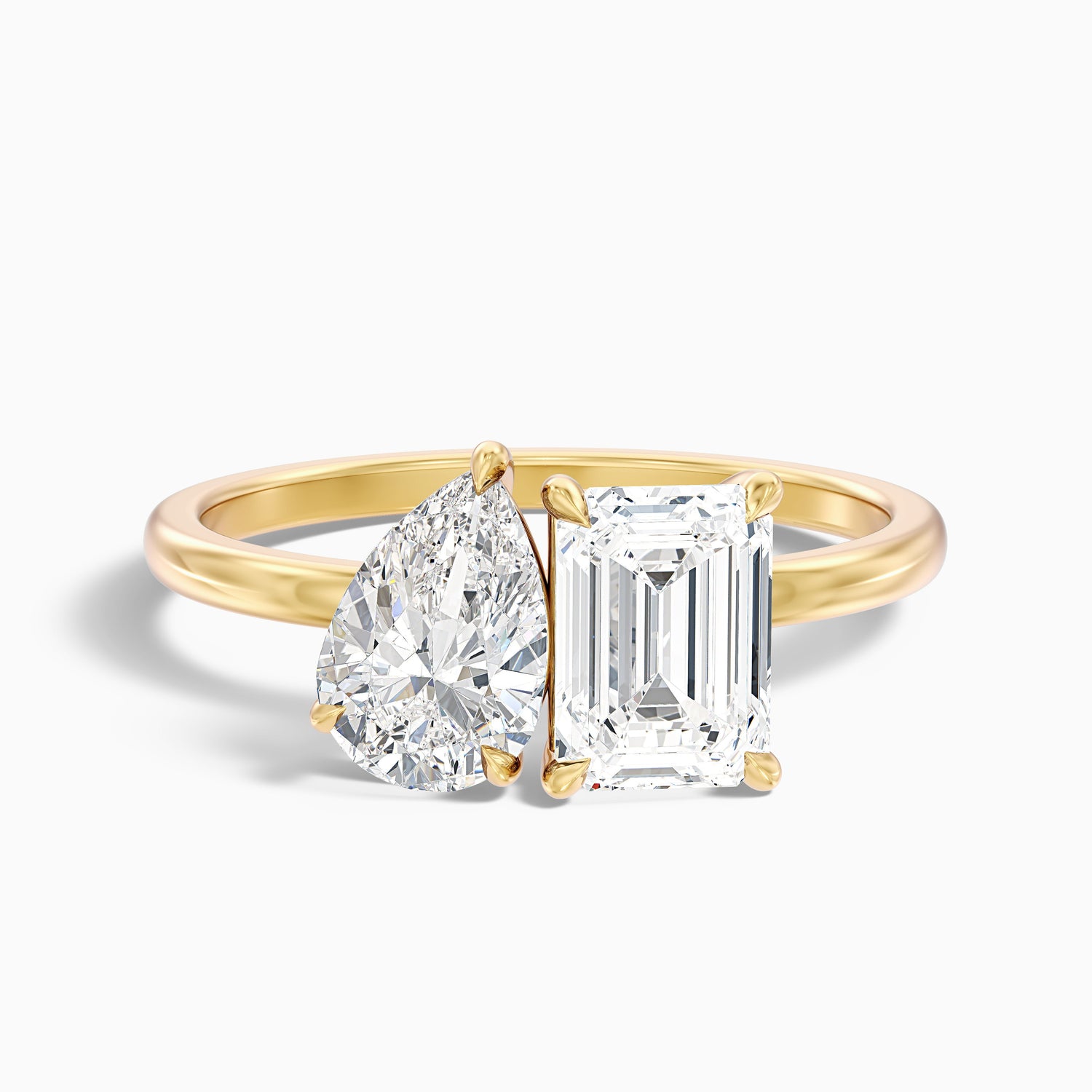 Zoey Toi Et Moi Ring in 10k Rose Gold With Pear and Emerald Two Stone Lab Grown Diamond (3.5 Ct. Tw.)  DestGlow