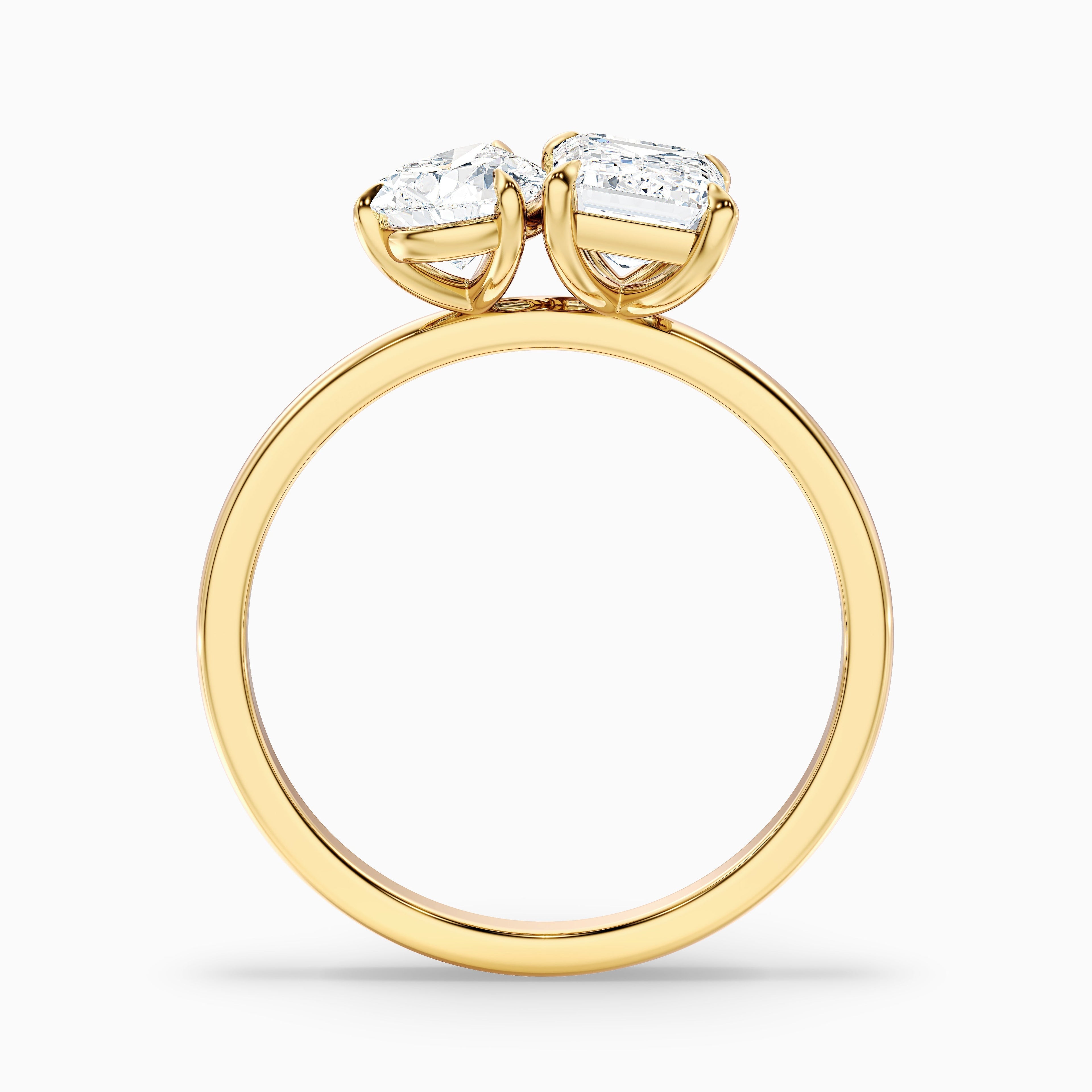 Flora Toi Et Moi Ring in 925 Sterling Silver With Pear and Emerald Two Stone Moissanite Diamond (1 Ct. Tw.)