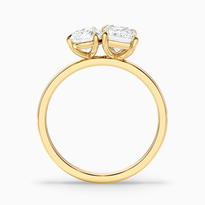 Flora Toi Et Moi Ring in 925 Sterling Silver With Pear and Emerald Two Stone Moissanite Diamond (1 Ct. Tw.)