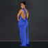 Women Wear Solid Color Backless Pleated Irregular Asymmetric Maxi Dress Women by Ragazza