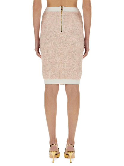 Balmain Women Tweed Midi Skirt by Luosophy