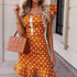 Summer Flying Sleeves High Waist Tight Mini Sexy Polka Dot Dress by Ragazza