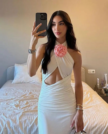 Dress Sexy Floral Stitched Backless Halter Strap Hip by Ragazza