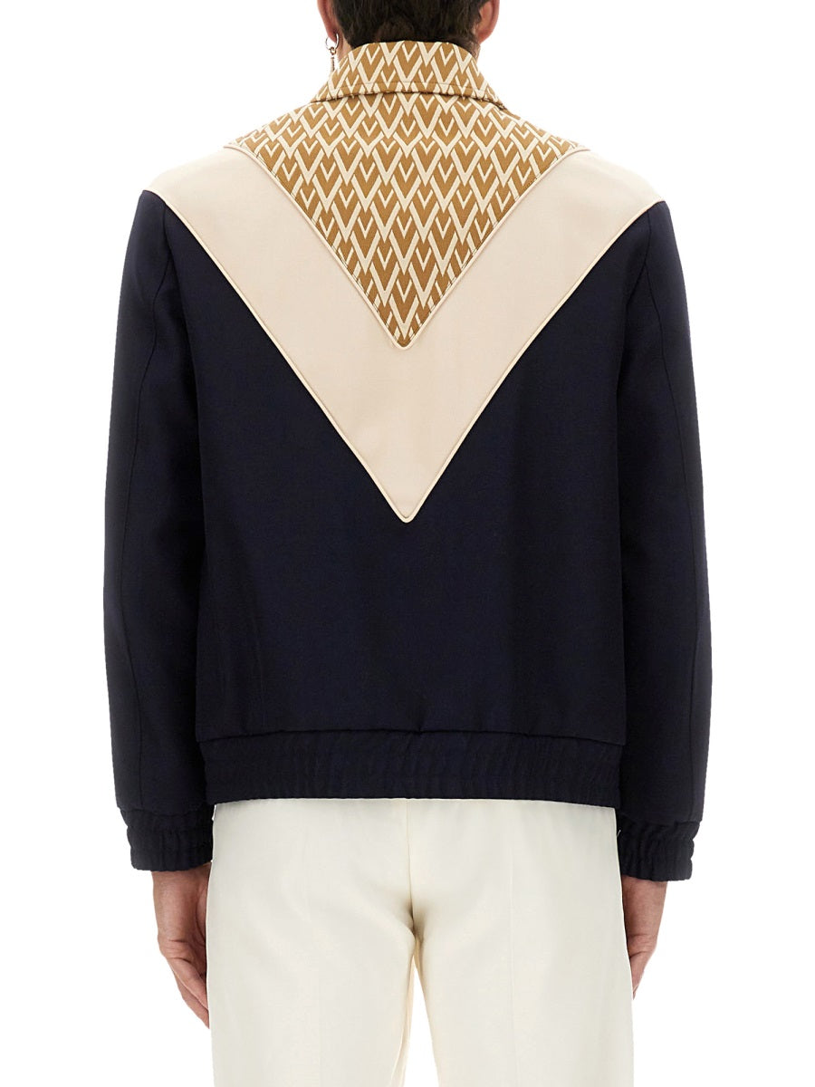 Valentino Men Wool Bomber Jacket With Print Toute La V by Luosophy