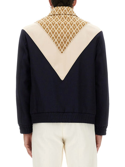 Valentino Men Wool Bomber Jacket With Print Toute La V by Luosophy