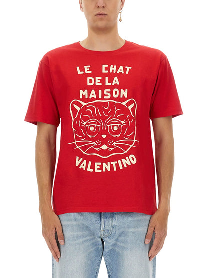Valentino Men T-Shirt With "Chat De La Maison" Print by Luosophy