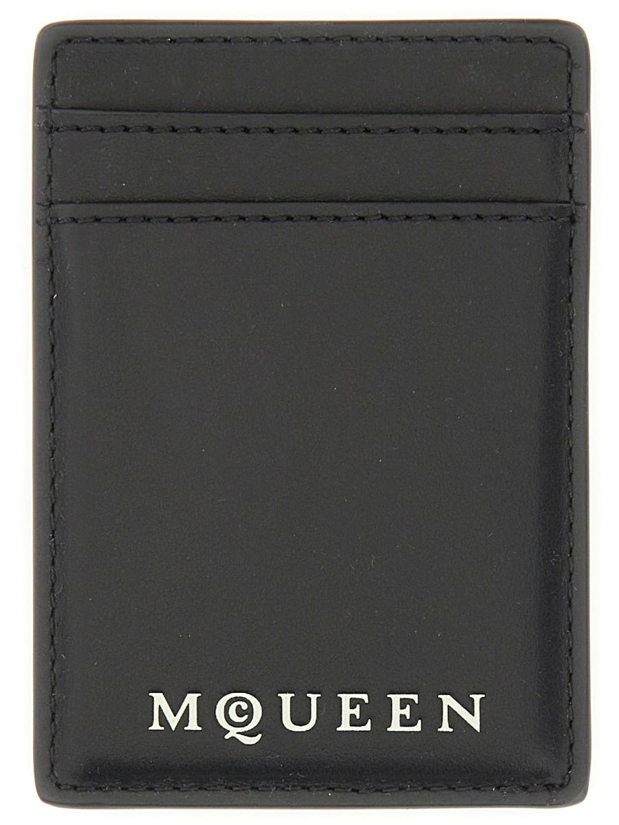 Alexander Mcqueen Men Magnetic Card Holder With Logo by Luosophy
