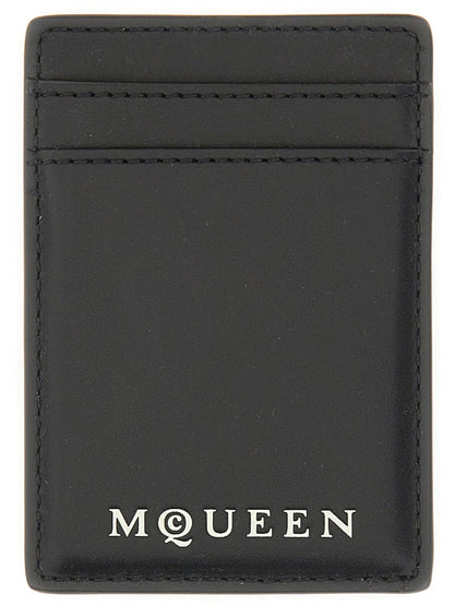Alexander Mcqueen Men Magnetic Card Holder With Logo by Luosophy