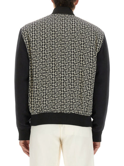 Balmain Men Monogrammed Varsity Jacket With Patches by Luosophy