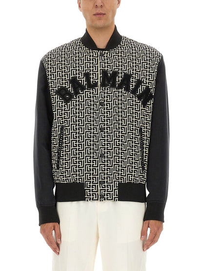 Balmain Men Monogrammed Varsity Jacket With Patches by Luosophy