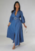 Autumn Blue Denim Shirt Long Sleeve Women Clothing Shirt Dress by Ragazza
