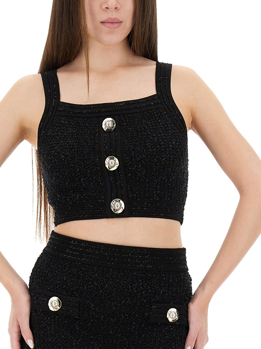 Balmain Women Tweed Crop Top by Luosophy