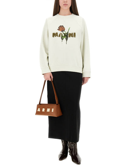 Marni Women White Cotton Sweatshirt With Tulip Print by Luosophy