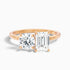 Faye Toi Et Moi Engagement Ring in 18k Rose Gold With Round and Emerald Two Stone Moissanite Diamond (1.5 Ct. Tw.)  DestGlow