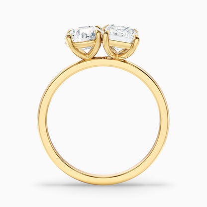 Faye Toi Et Moi Engagement Ring in 925 Sterling Silver With Round and Emerald Two Stone Moissanite Diamond (3.5 Ct. Tw.)