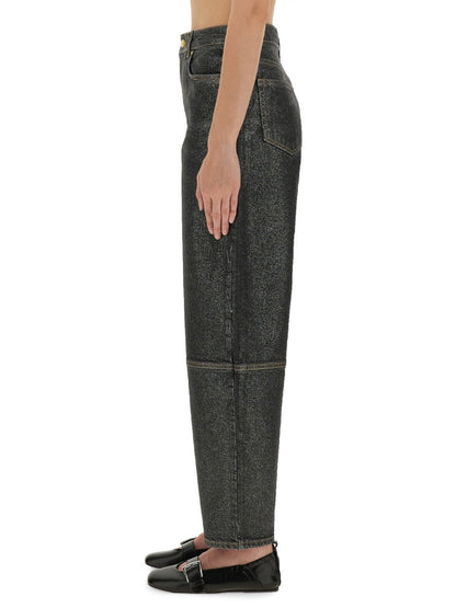 Ganni Women "Stary" Jeans In Sparkling Foil by Luosophy