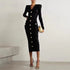 Spring Autumn Socialite Velvet Long Sleeves Slim Fit Slimming Back Zipper Dress by Ragazza