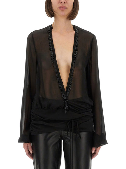 The Attico Women Embroidered Georgette Blouse by Luosophy