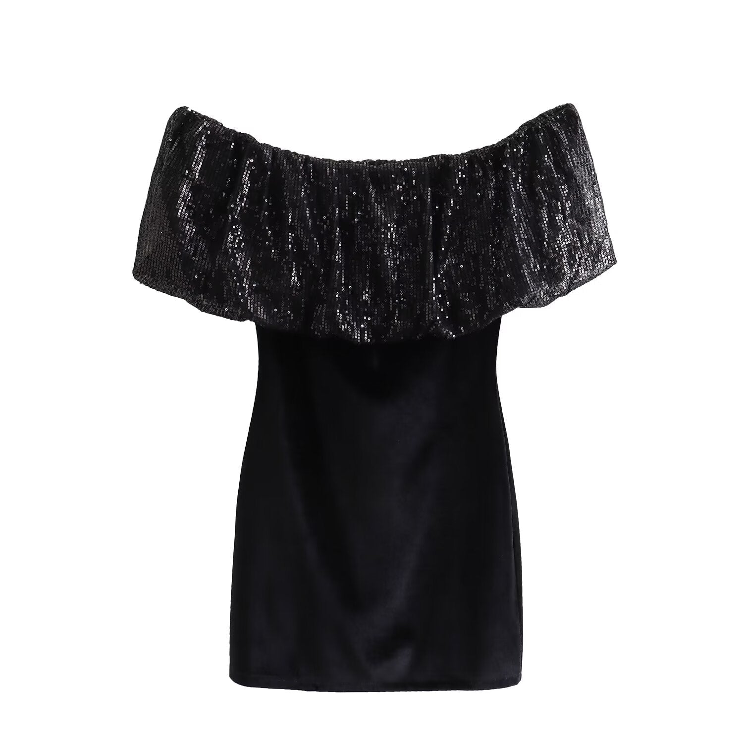 Winter Women Clothing Beads Decoration Velvet Mini Dress by Ragazza