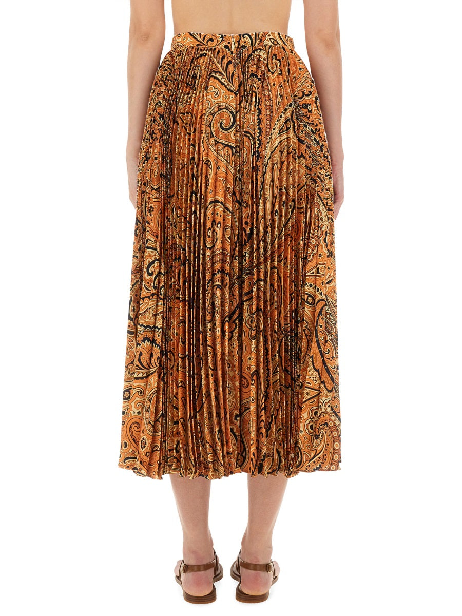 Etro Women Pleated Sablé Skirt With Print by Luosophy