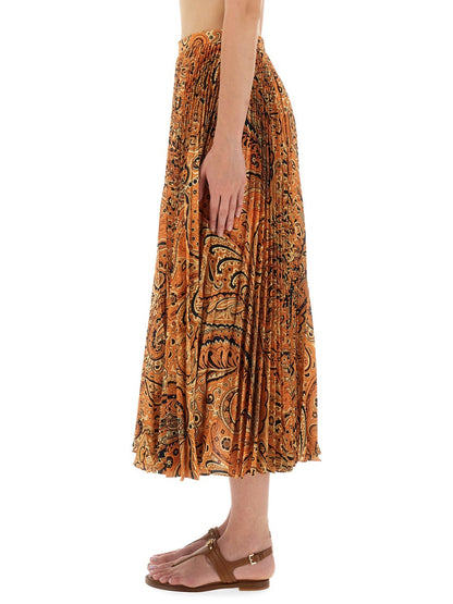Etro Women Pleated Sablé Skirt With Print by Luosophy